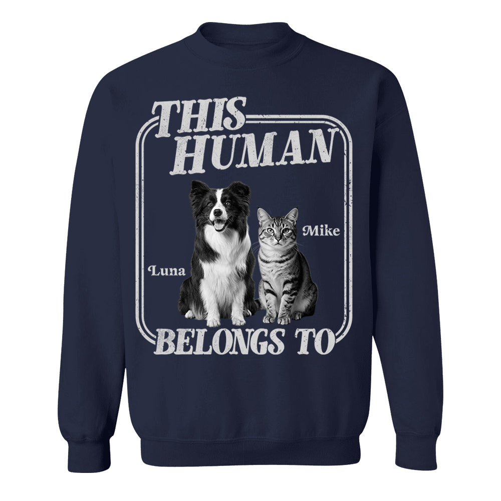 This Human Belongs To - Washed Tee Retro Bootleg Shirt - Personalized Shirt For Dog Lover T1807