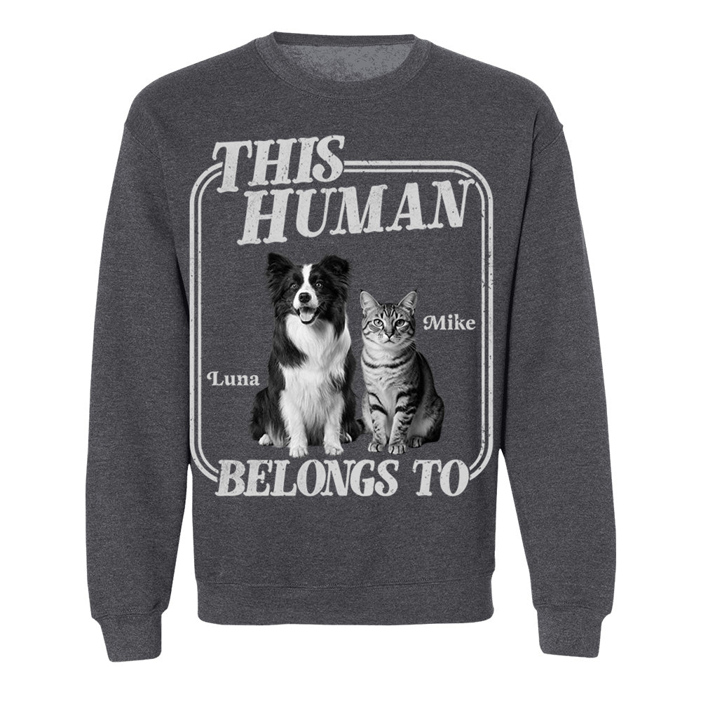 This Human Belongs To - Washed Tee Retro Bootleg Shirt - Personalized Shirt For Dog Lover T1807