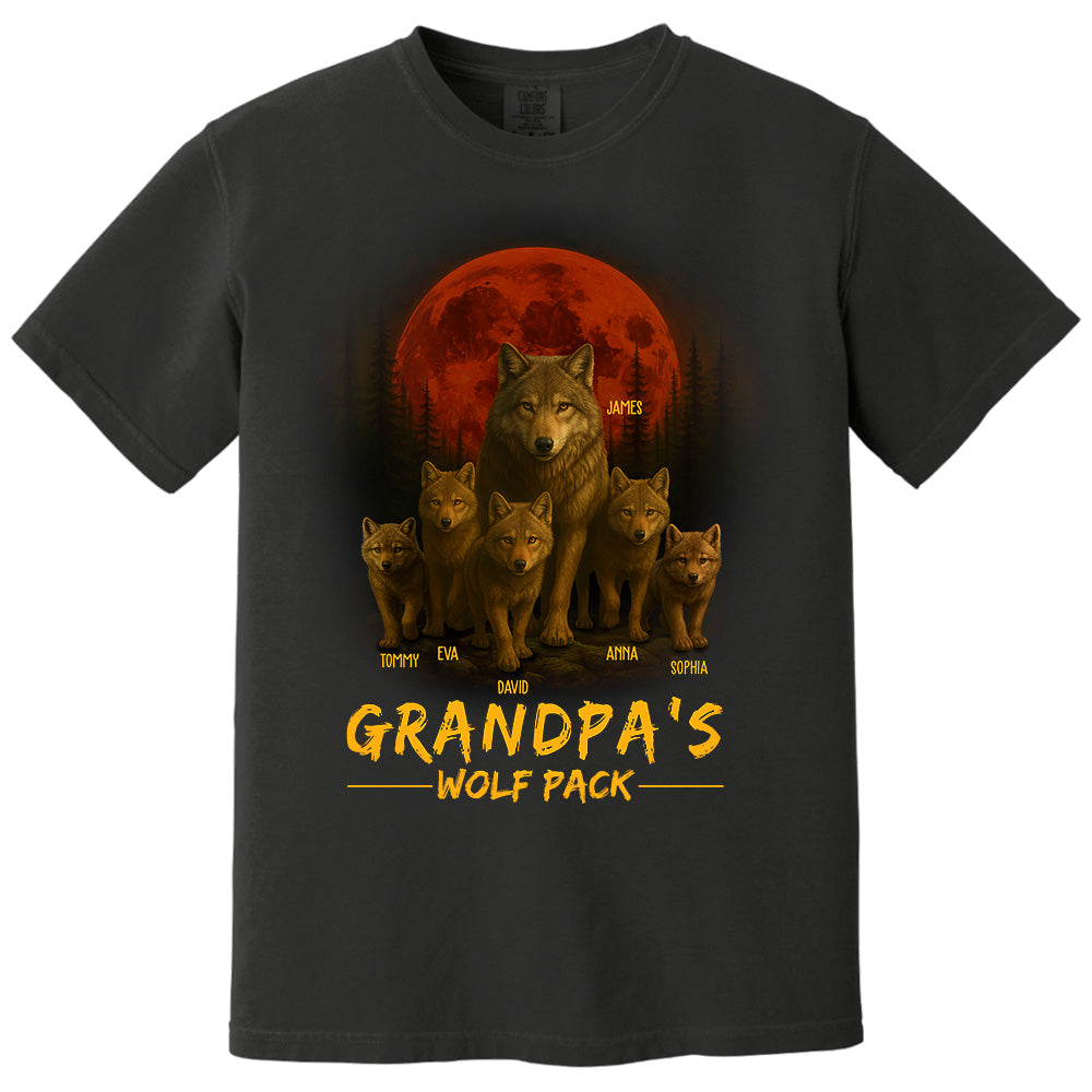 Papa’s Wolf Pack - Family Personalized Custom Unisex T-shirt, Premium T-shirt, Hoodie - Father's Day, Gift For Dad, Grandpa Pt99