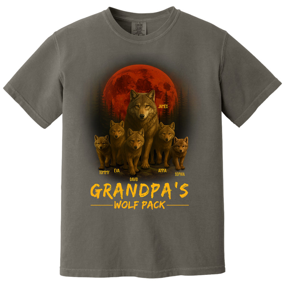 Papa’s Wolf Pack - Family Personalized Custom Unisex T-shirt, Premium T-shirt, Hoodie - Father's Day, Gift For Dad, Grandpa Pt99