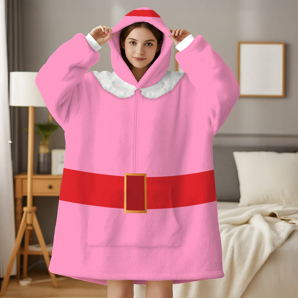 Custom Rudolph & Santa Claus & Elf & Snowman Oversized Fleece Hoodie Matching Christmas Costume for Women Men & Kids Pt99