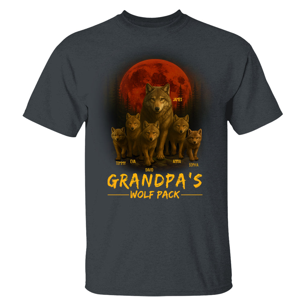 Papa’s Wolf Pack - Family Personalized Custom Unisex T-shirt, Premium T-shirt, Hoodie - Father's Day, Gift For Dad, Grandpa Pt99