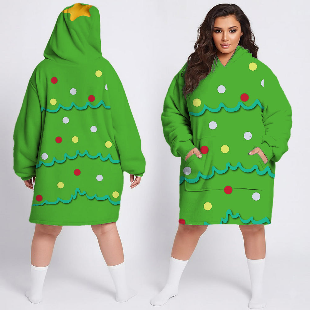 Custom Rudolph & Santa Claus & Elf & Snowman Oversized Fleece Hoodie Matching Christmas Costume for Women Men & Kids Pt99