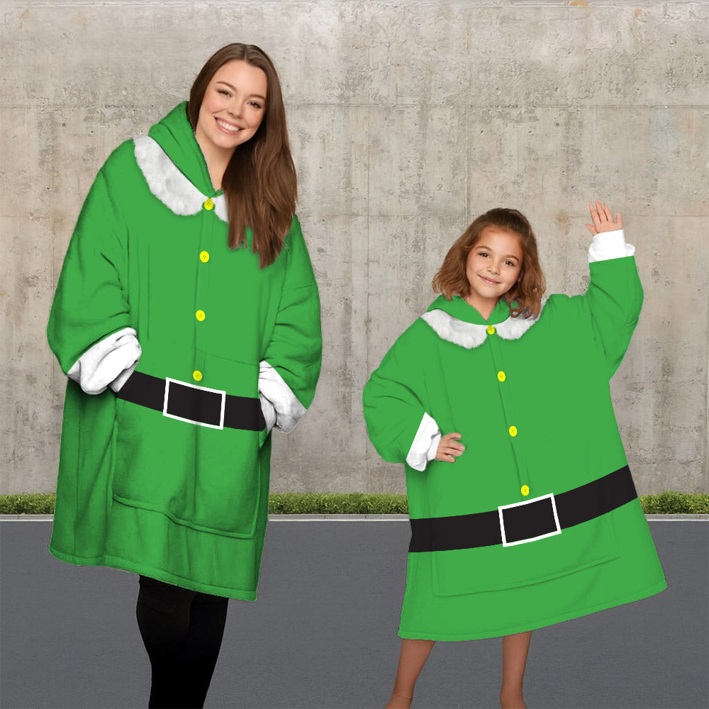 Custom Rudolph & Santa Claus & Elf & Snowman Oversized Fleece Hoodie Matching Christmas Costume for Women Men & Kids Pt99