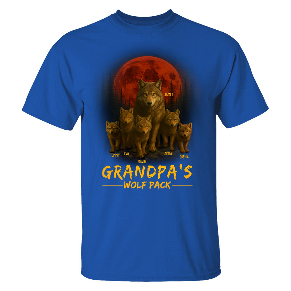Papa’s Wolf Pack - Family Personalized Custom Unisex T-shirt, Premium T-shirt, Hoodie - Father's Day, Gift For Dad, Grandpa Pt99