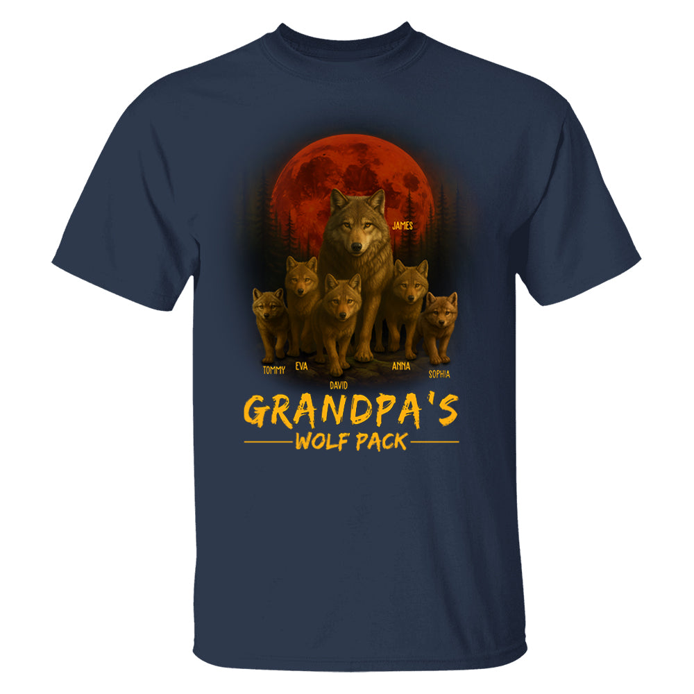 Papa’s Wolf Pack - Family Personalized Custom Unisex T-shirt, Premium T-shirt, Hoodie - Father's Day, Gift For Dad, Grandpa Pt99