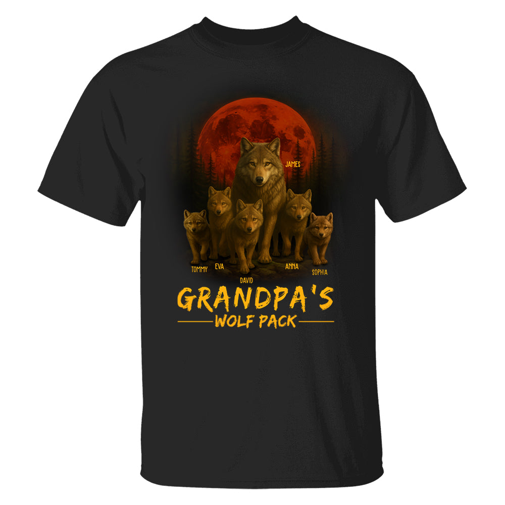 Papa’s Wolf Pack - Family Personalized Custom Unisex T-shirt, Premium T-shirt, Hoodie - Father's Day, Gift For Dad, Grandpa Pt99