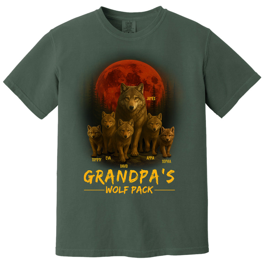 Papa’s Wolf Pack - Family Personalized Custom Unisex T-shirt, Premium T-shirt, Hoodie - Father's Day, Gift For Dad, Grandpa Pt99
