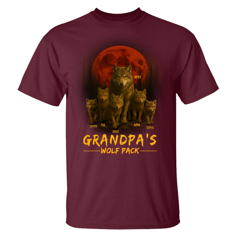 Papa’s Wolf Pack - Family Personalized Custom Unisex T-shirt, Premium T-shirt, Hoodie - Father's Day, Gift For Dad, Grandpa Pt99