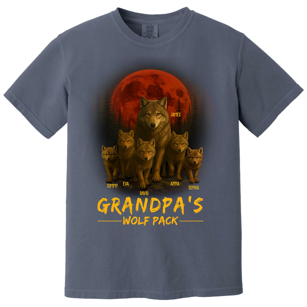 Papa’s Wolf Pack - Family Personalized Custom Unisex T-shirt, Premium T-shirt, Hoodie - Father's Day, Gift For Dad, Grandpa Pt99