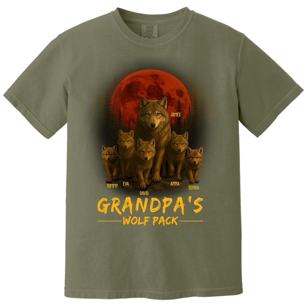 Papa’s Wolf Pack - Family Personalized Custom Unisex T-shirt, Premium T-shirt, Hoodie - Father's Day, Gift For Dad, Grandpa Pt99