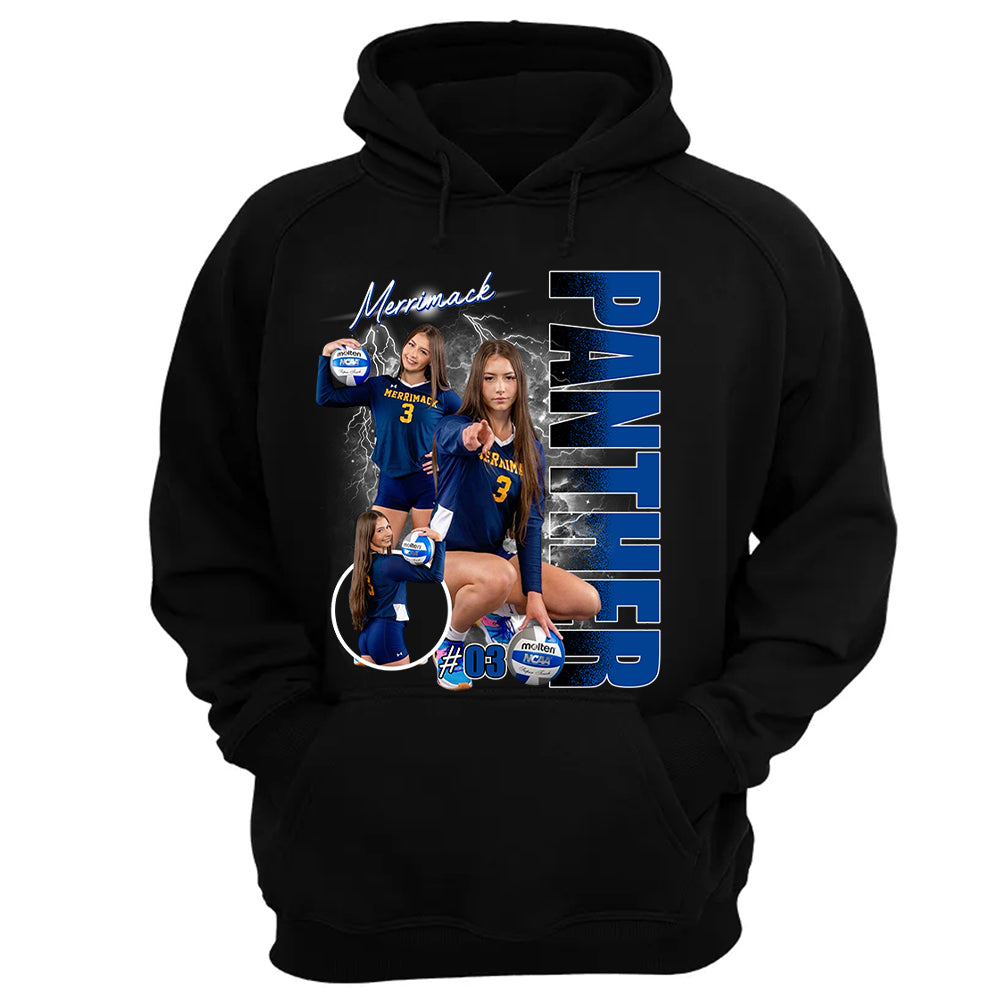 Custom Photo Volleyball Player Shirt - Personalized Team Name School Name Bootleg Shirt T1807 Pt99