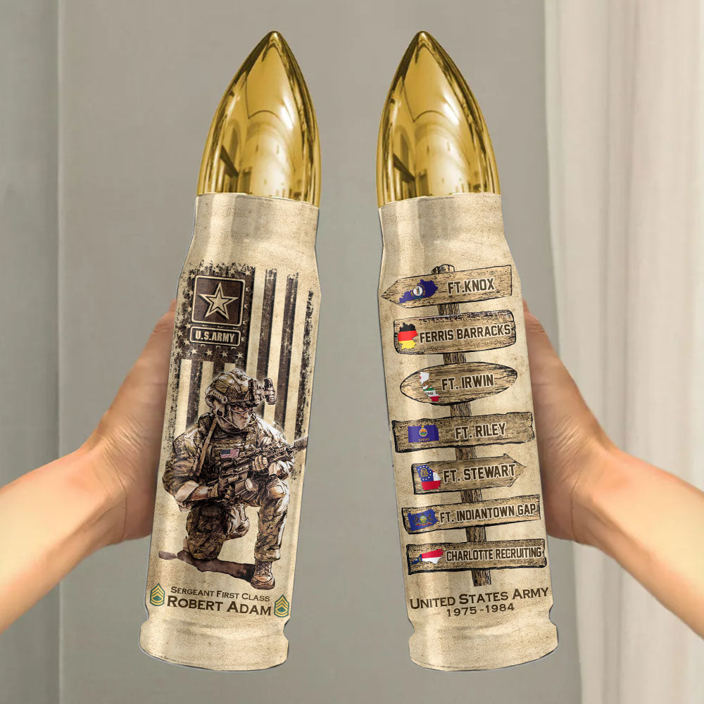 US Military World Tour Custom Bullet Tumbler Gift For Veteran H2511