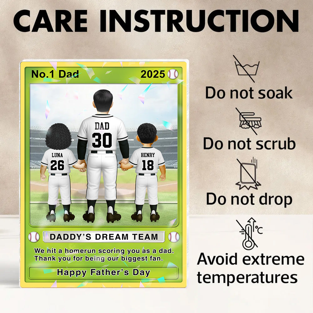 Baseball Dad - Personalized Acrylic Block Plaque For Baseball Dad Husband Grandpa NA04 Tu20