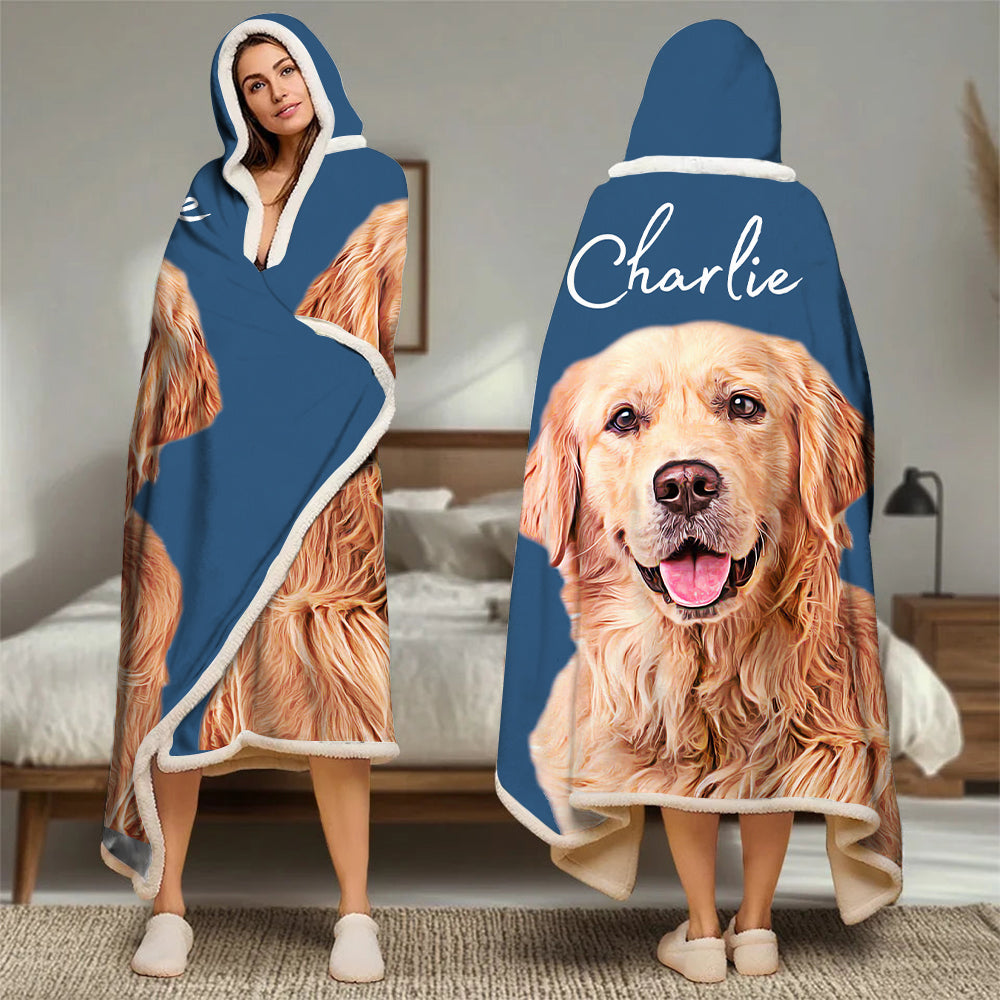 Custom Pet Wearable Blanket Hoodie Using Pet Photo + Name Custom Dog Wearable Blanket Hoodie Personalized Dog Cat Picture Wearable Blanket Hoodie Pet Photo Tu20