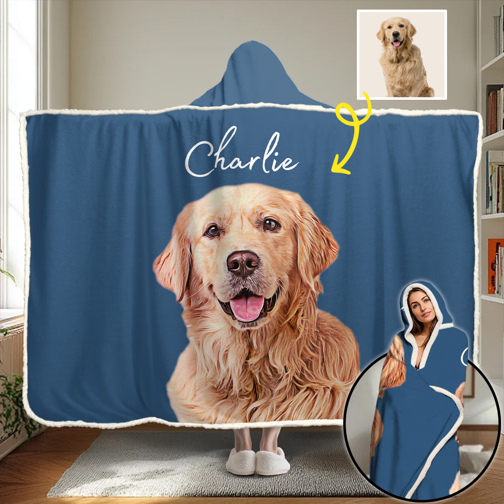 Custom Pet Wearable Blanket Hoodie Using Pet Photo + Name Custom Dog Wearable Blanket Hoodie Personalized Dog Cat Picture Wearable Blanket Hoodie Pet Photo Tu20