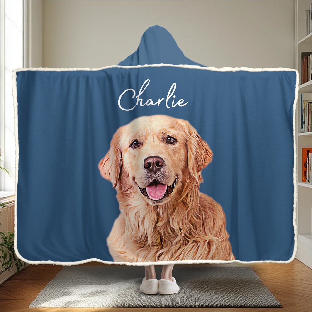 Custom Pet Wearable Blanket Hoodie Using Pet Photo + Name Custom Dog Wearable Blanket Hoodie Personalized Dog Cat Picture Wearable Blanket Hoodie Pet Photo Tu20