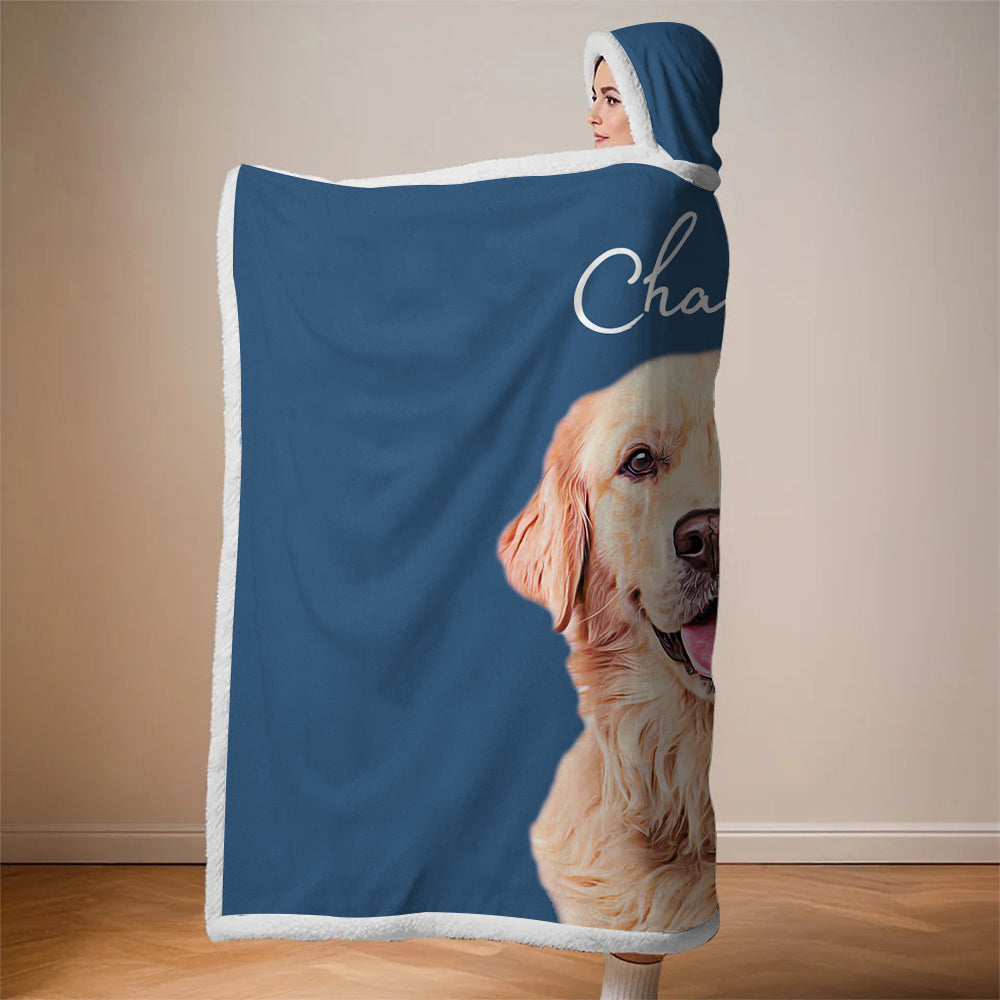Custom Pet Wearable Blanket Hoodie Using Pet Photo + Name Custom Dog Wearable Blanket Hoodie Personalized Dog Cat Picture Wearable Blanket Hoodie Pet Photo Tu20