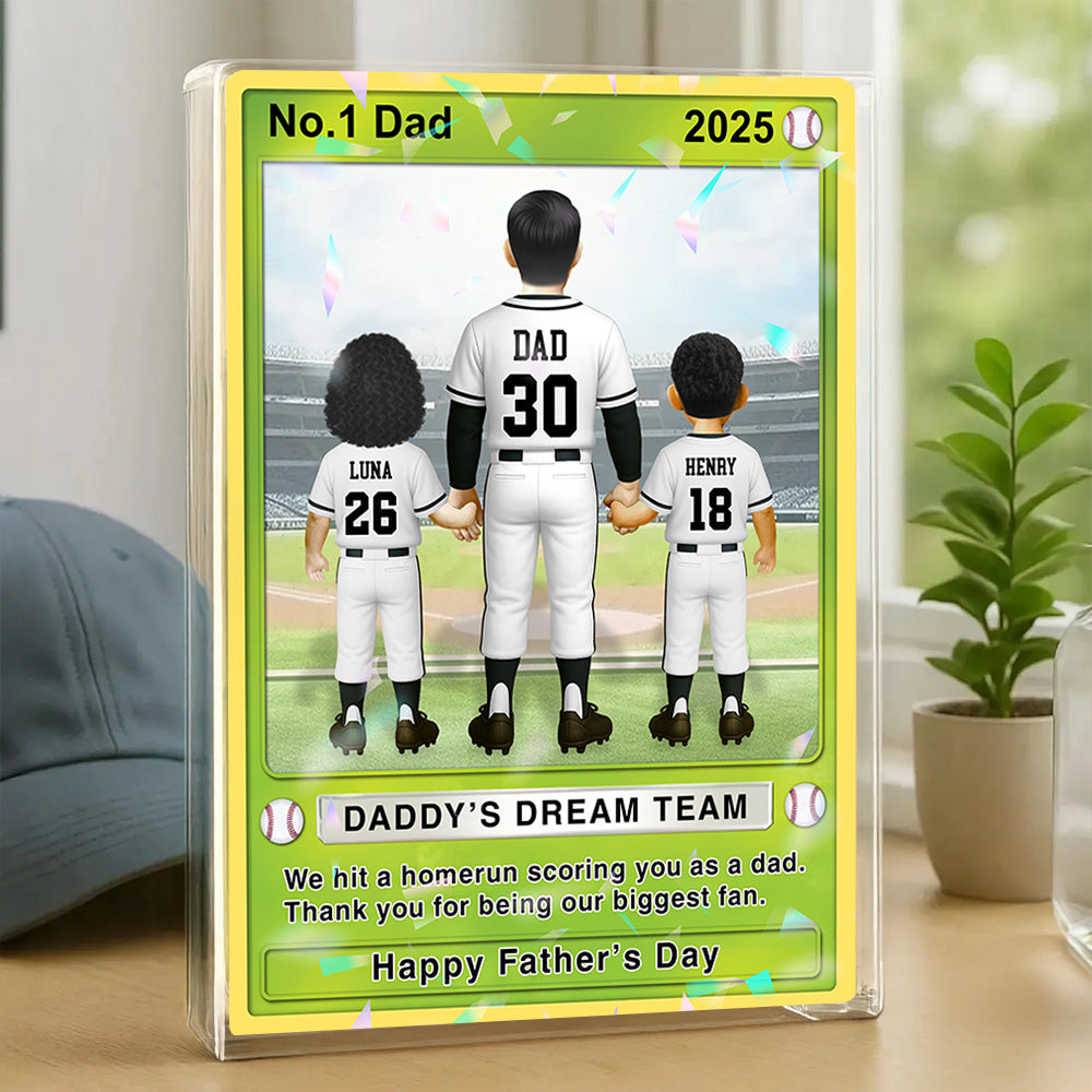 Baseball Dad - Personalized Acrylic Block Plaque For Baseball Dad Husband Grandpa NA04 Tu20