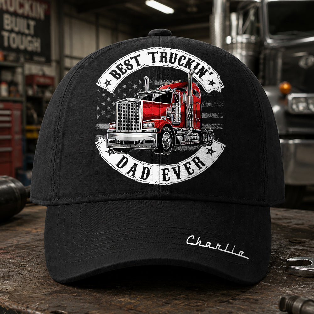 Personalized Best Truckin' Dad Ever Hat, Father's Day Gift L0411 Hv01