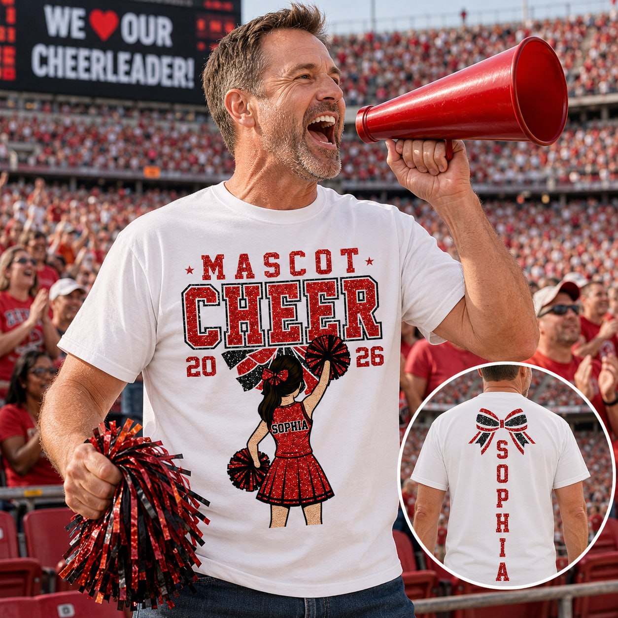 Personalized Cheerleader Shirt - Custom Cheer Team Name T-Shirt, Cheer Game Day Shirt for Mom Na02 VH01
