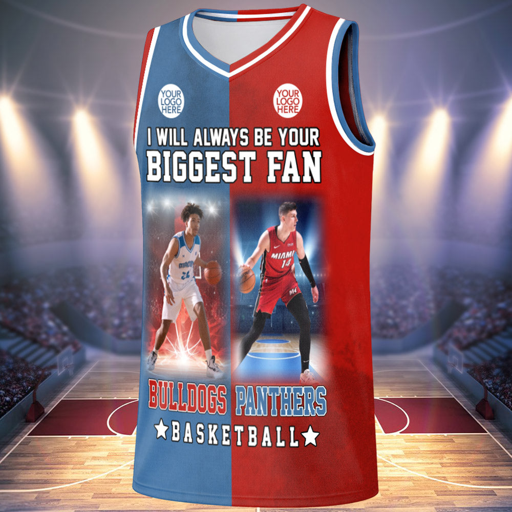 I Will Always Be Your Biggest Fan – Two Teams Personalized All Over Print Basketball Jersey – Basketball Mom & Grandma Sport Family Na02