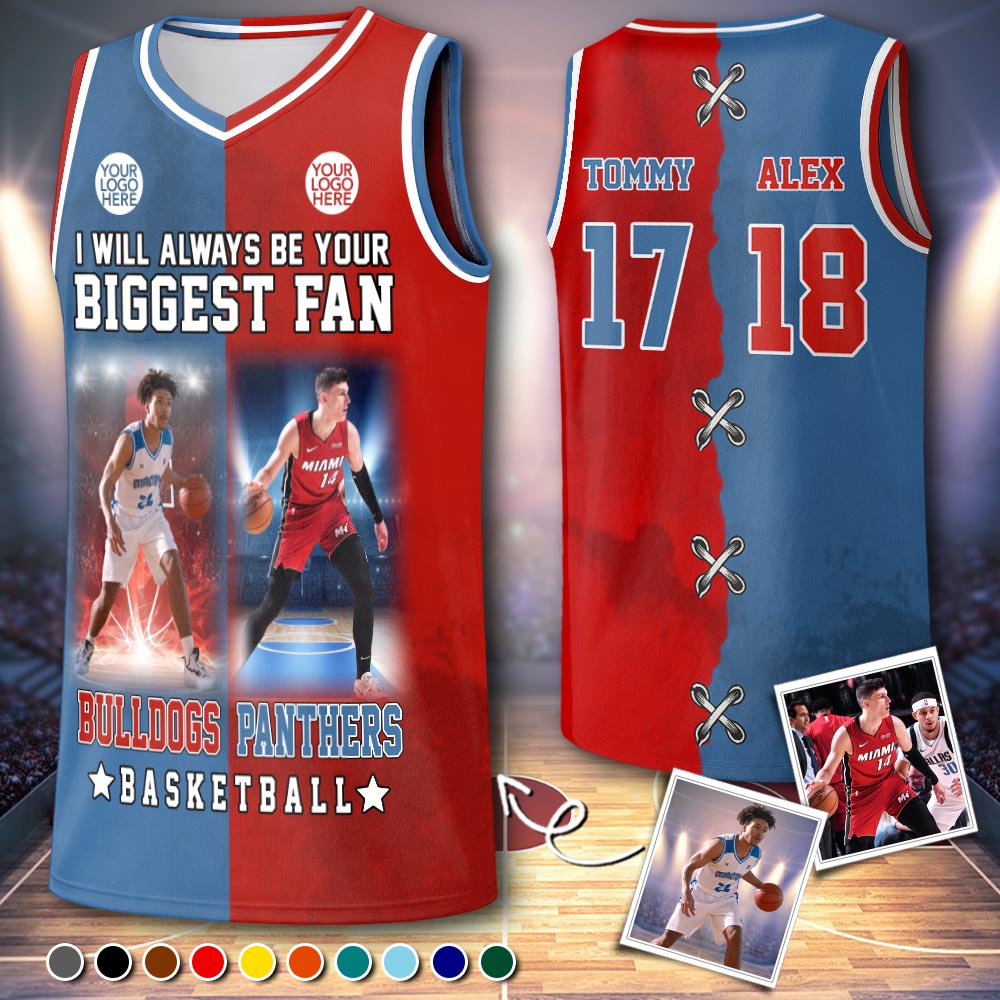 I Will Always Be Your Biggest Fan – Two Teams Personalized All Over Print Basketball Jersey – Basketball Mom & Grandma Sport Family Na02