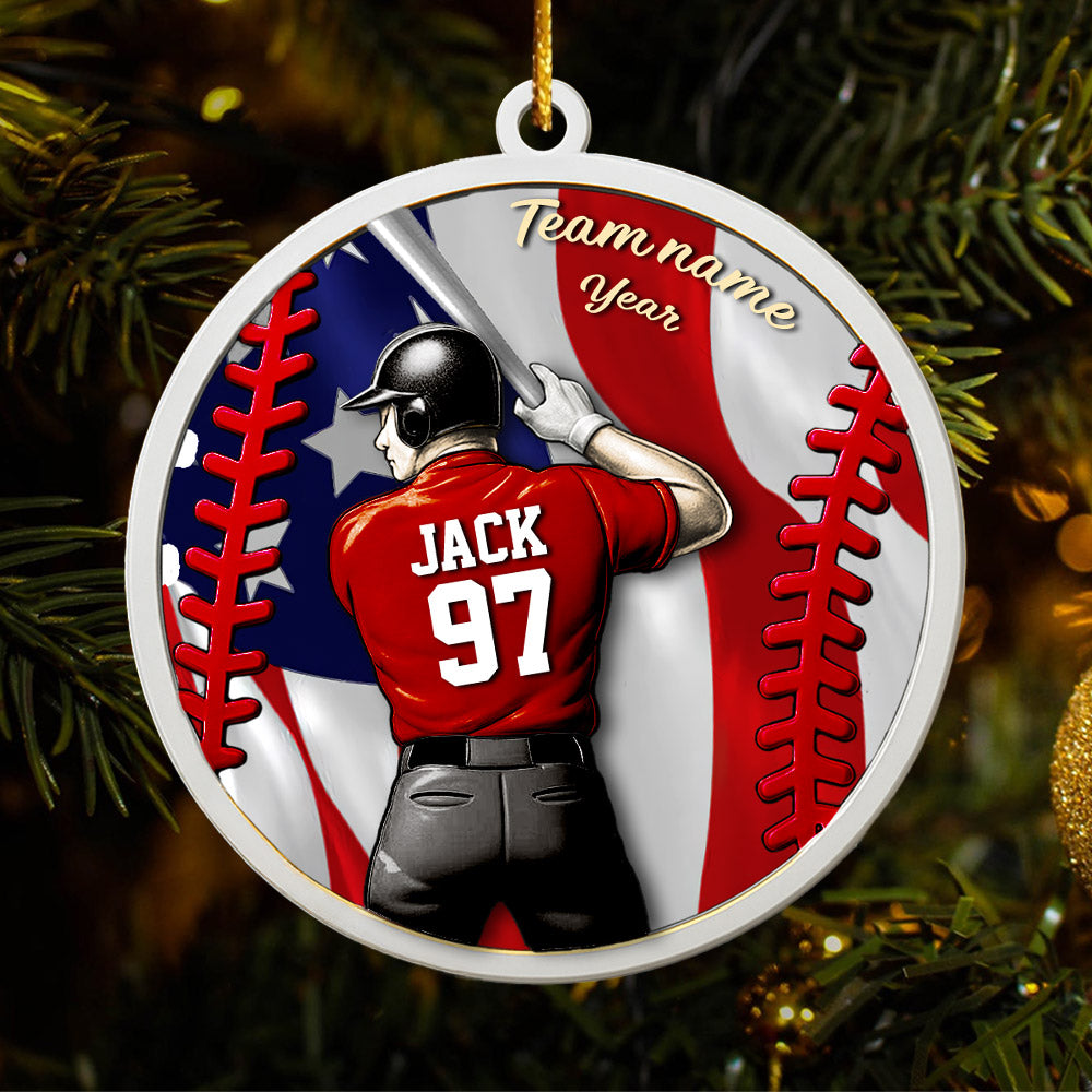 Personalized Baseball Sports Ornaments, Custom Baseball Player Ornament, Baseball Fan Gift, Personalized Baseball Player Keepsake, Sports Lovers Gift Pt99