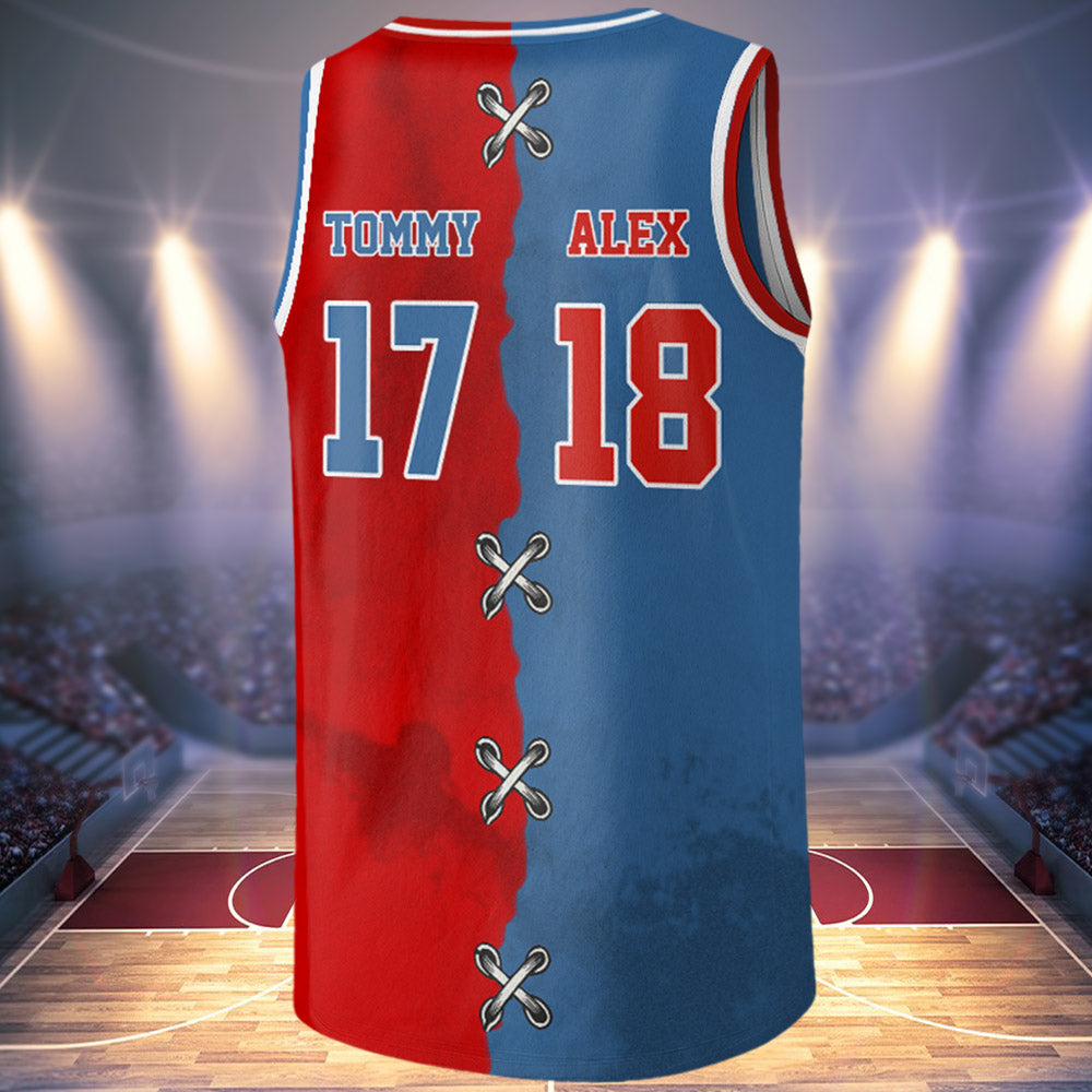 I Will Always Be Your Biggest Fan – Two Teams Personalized All Over Print Basketball Jersey – Basketball Mom & Grandma Sport Family Na02
