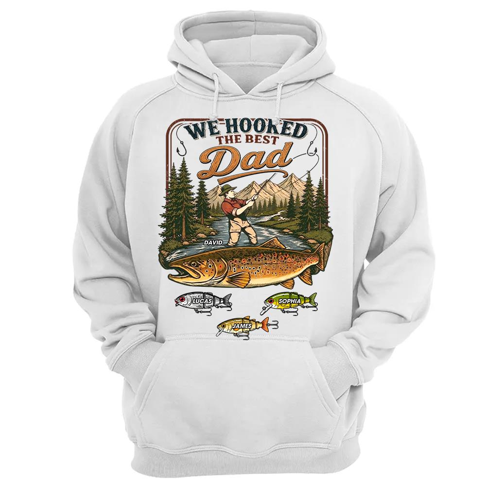 We Hooked The Best Dad, Personalized Fishing Dad Shirt With Custom Kids, Gift For Fishing Fathers Day, Gift For Dad Husband Grandpa MI209 Hv01