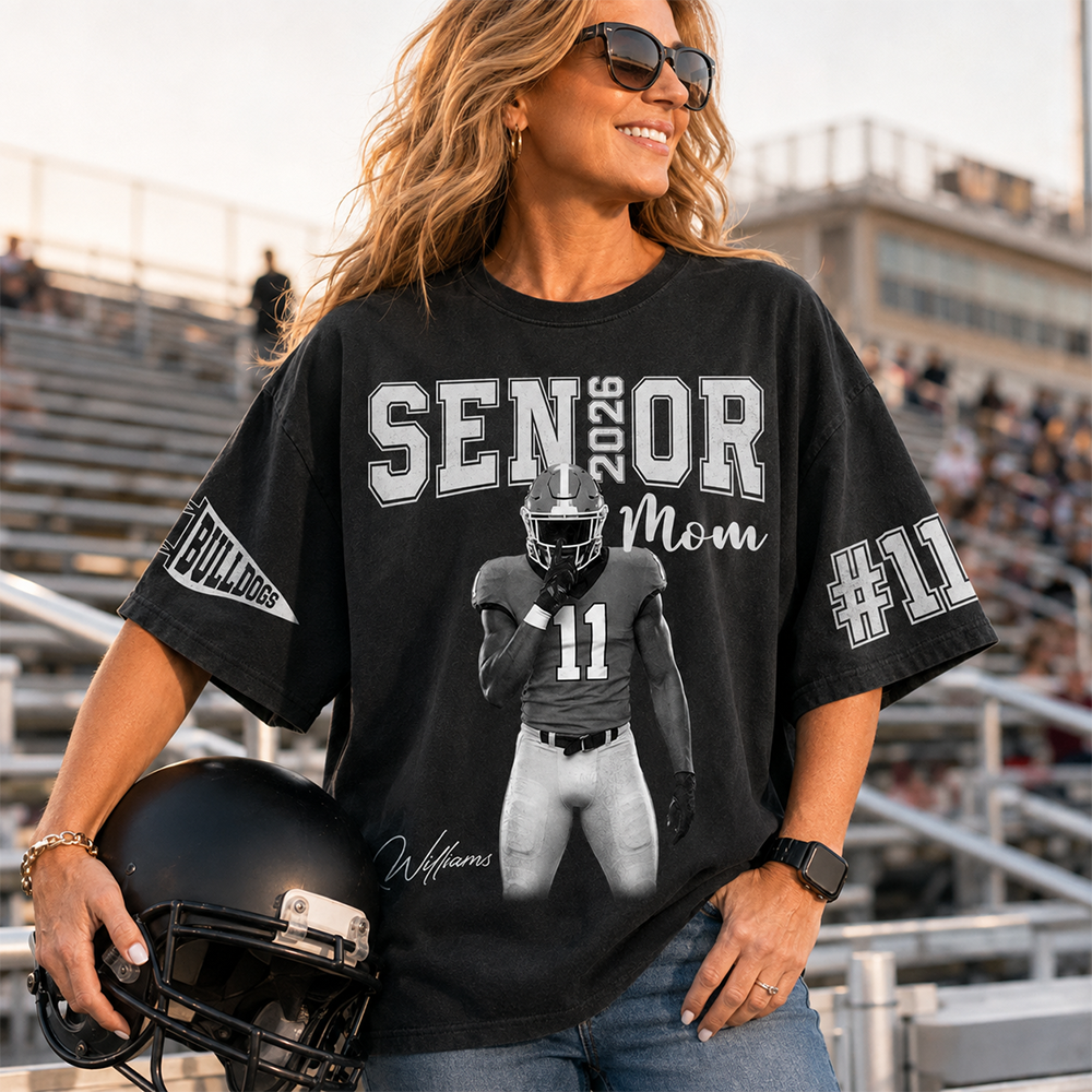Custom Player Name and Number T-Shirt, Personalized Football Senior Mom Tee, Football Game Day Gift Na02 Hv01