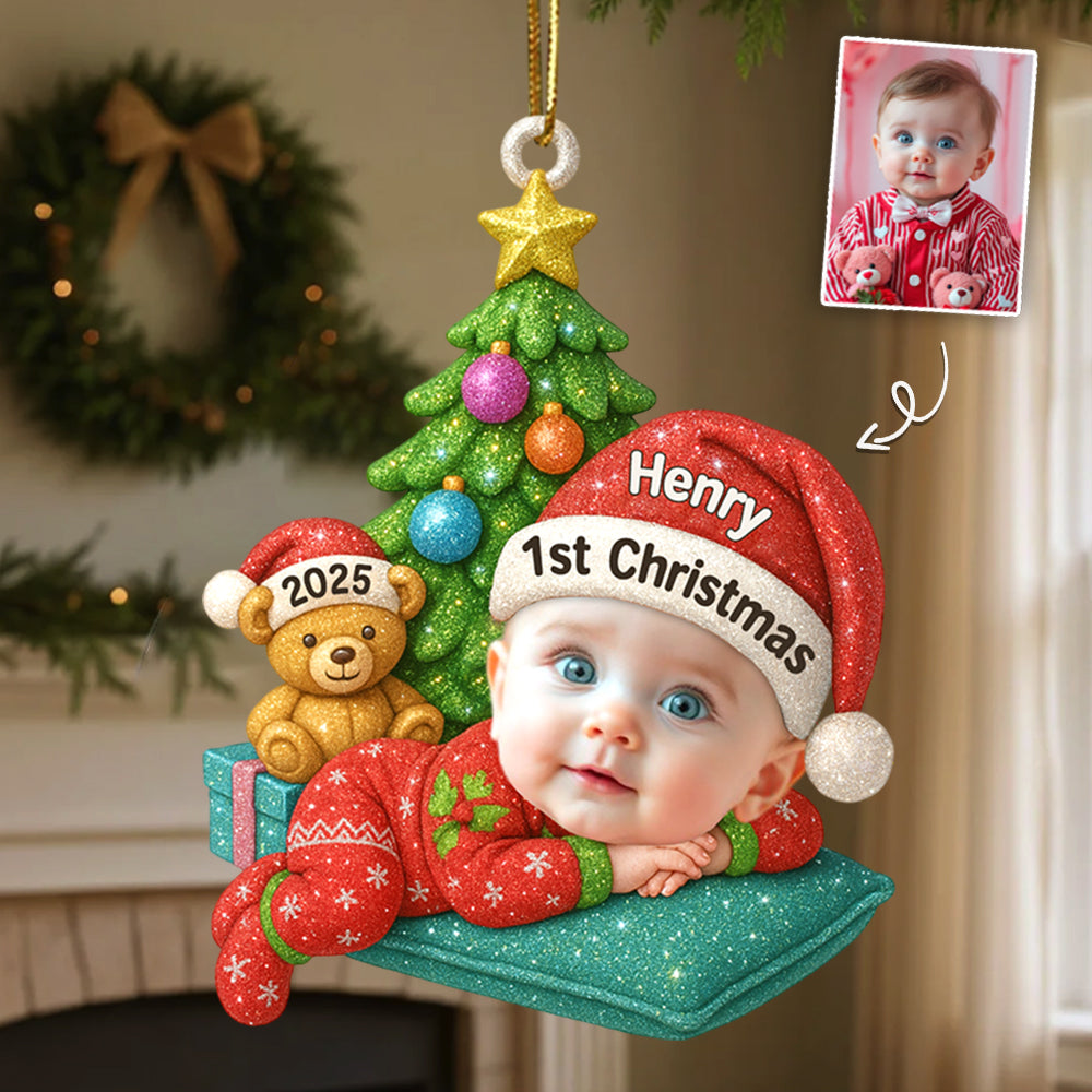 Sleeping Baby In Christmas Personalized Acrylic Ornament Baby's 1st Christmas T1807 Hv01