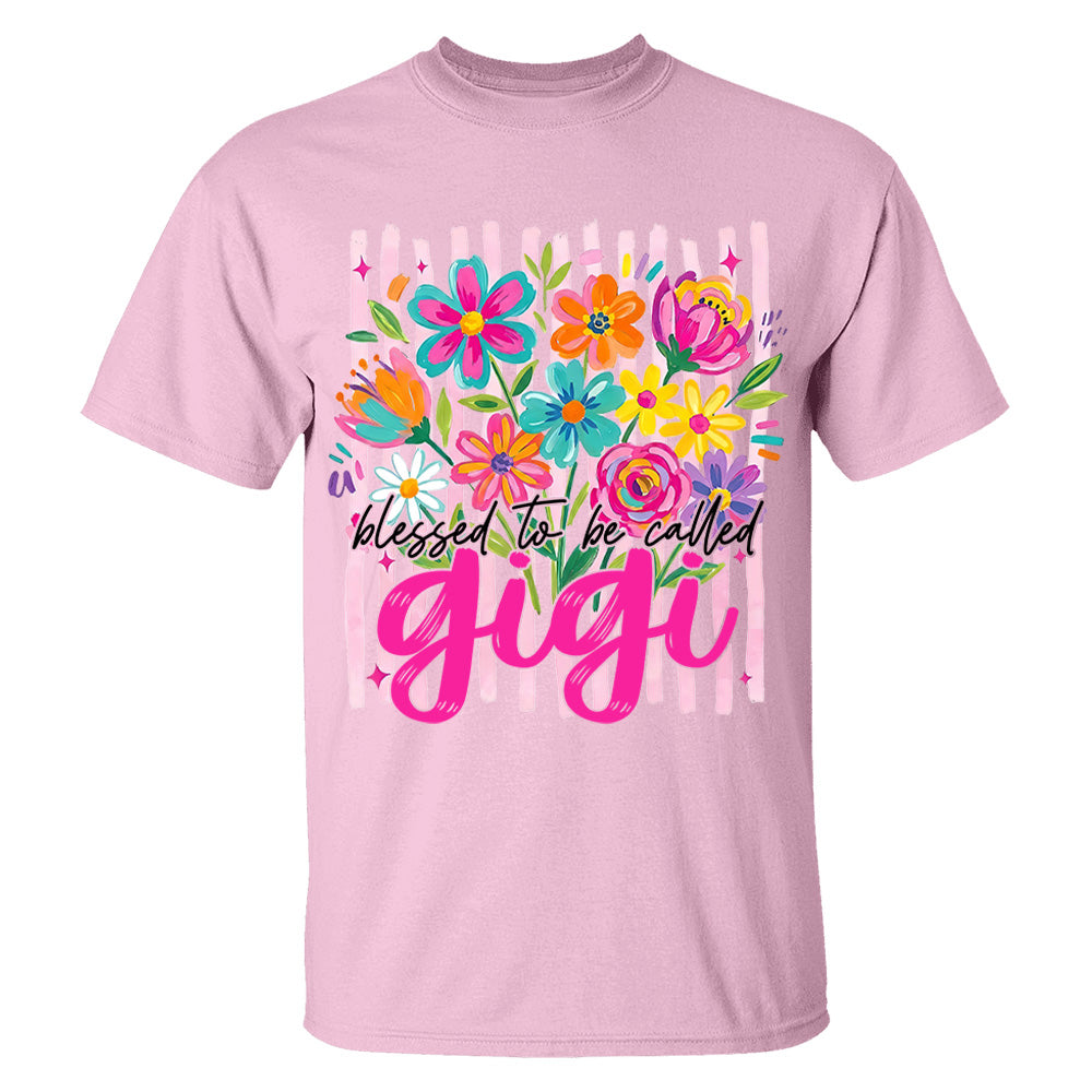 Blessed To Be Called Gigi, Personalized Grandma Shirt With Grandkids Name, Striped Boho Floral Brushstroke Custom Nickname Gigi Nini Nana Mimi, Gift For Grandma For Mom, Best Gifts For Mother's Day MI209 VH01