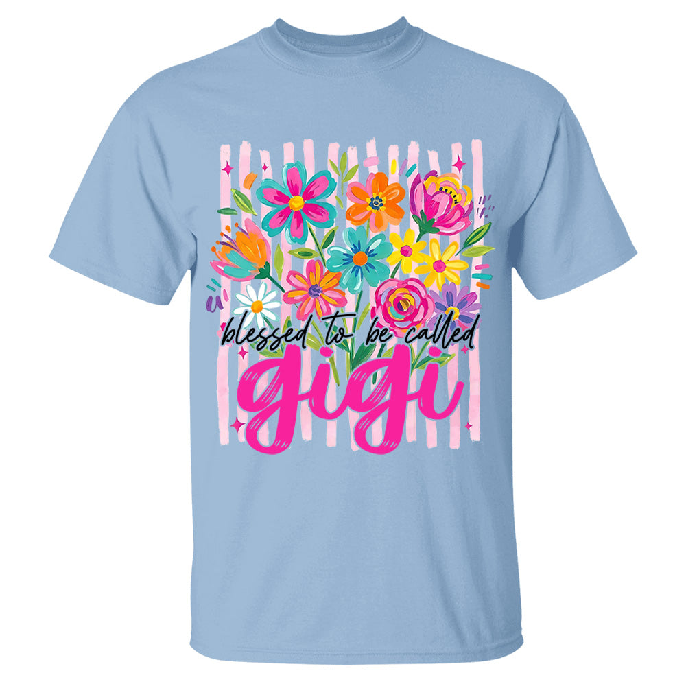 Blessed To Be Called Gigi, Personalized Grandma Shirt With Grandkids Name, Striped Boho Floral Brushstroke Custom Nickname Gigi Nini Nana Mimi, Gift For Grandma For Mom, Best Gifts For Mother's Day MI209 VH01