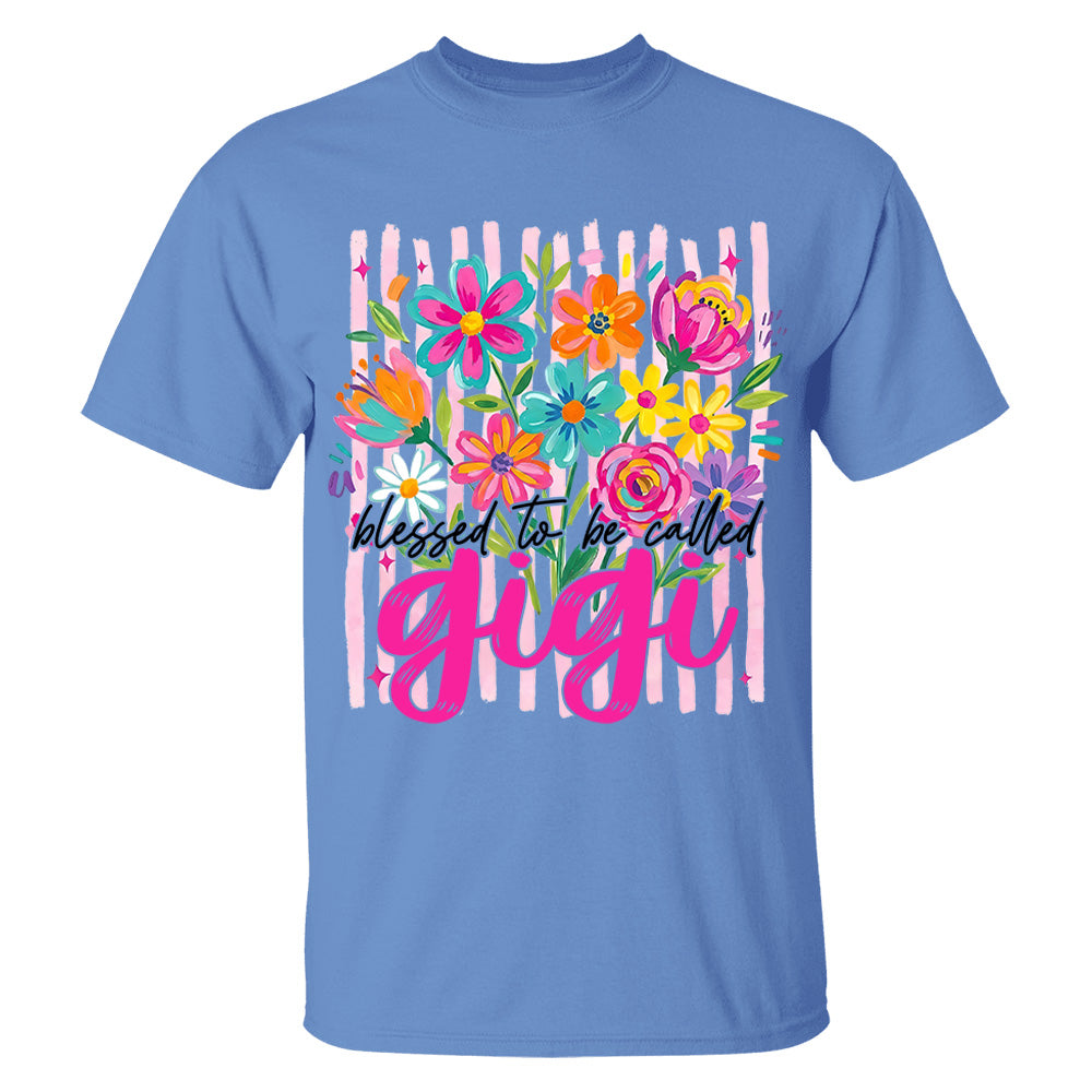 Blessed To Be Called Gigi, Personalized Grandma Shirt With Grandkids Name, Striped Boho Floral Brushstroke Custom Nickname Gigi Nini Nana Mimi, Gift For Grandma For Mom, Best Gifts For Mother's Day MI209 VH01
