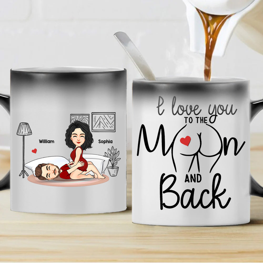 I Love You To The Moon And Back - Personalized Color Changing Mugs For Couple