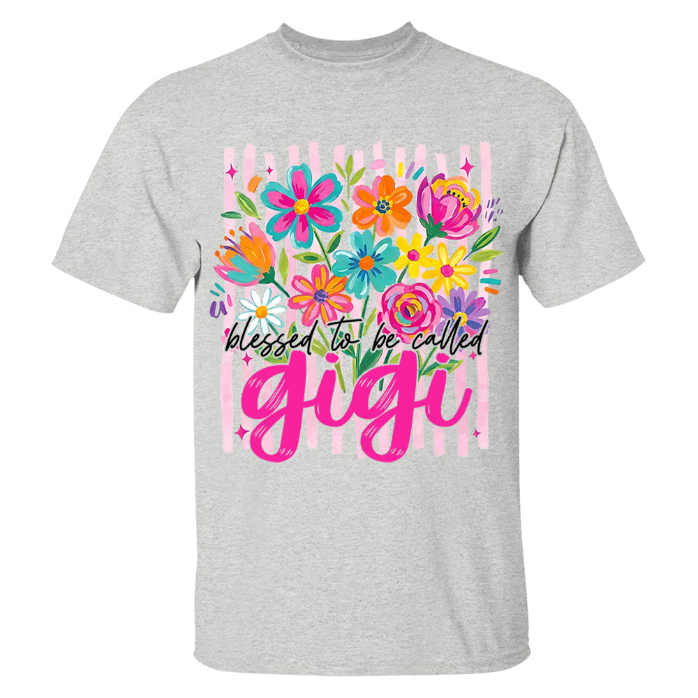 Blessed To Be Called Gigi, Personalized Grandma Shirt With Grandkids Name, Striped Boho Floral Brushstroke Custom Nickname Gigi Nini Nana Mimi, Gift For Grandma For Mom, Best Gifts For Mother's Day MI209 VH01
