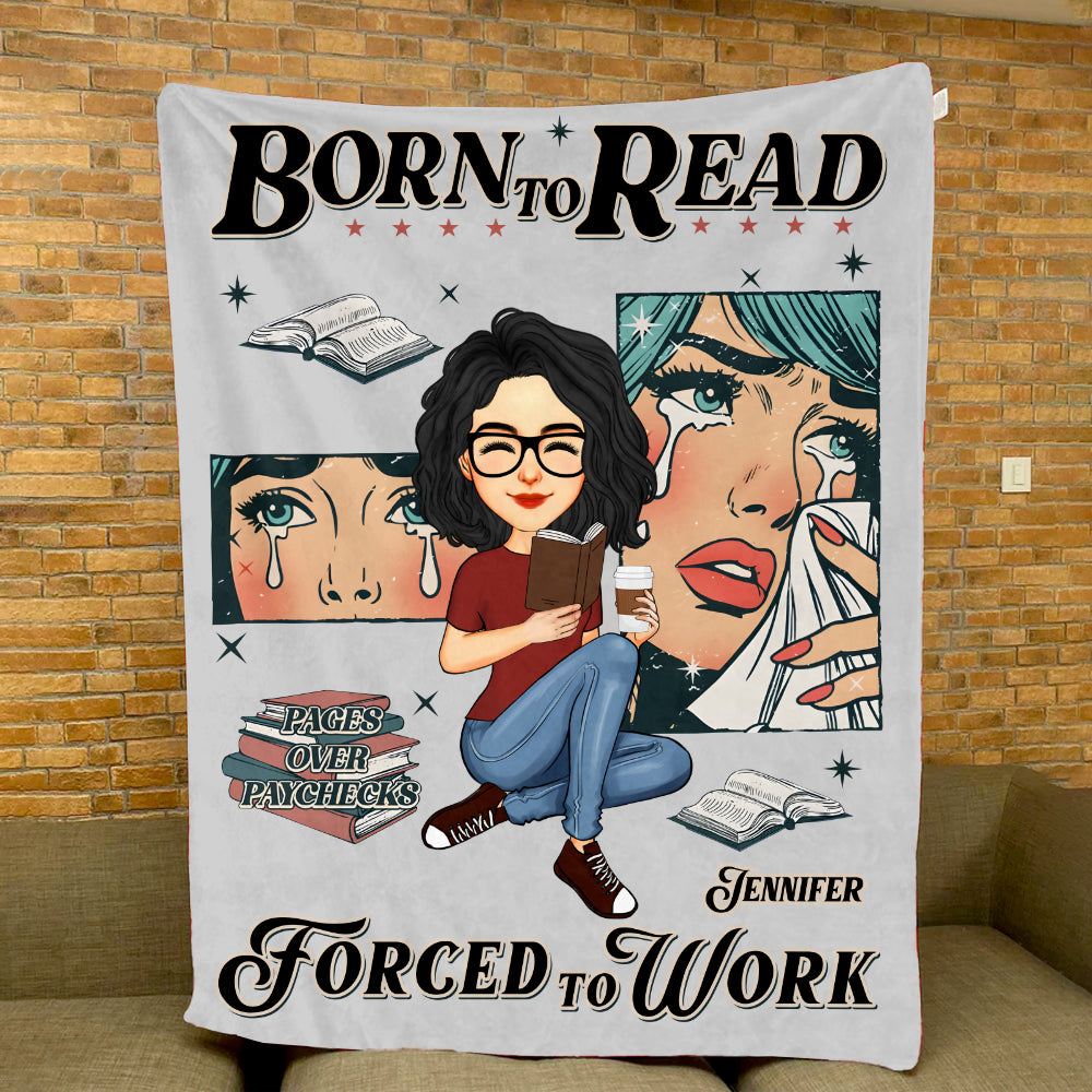 Retro Comfort Born To Read Bookish Blanket, Funny Reader Book Addict Blanket - Personalized Blanket For Reading Lovers Vr3 Tu20