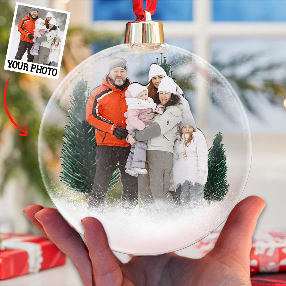 Family Christmas Custom Photo Ornament - Personalized Photo Christmas Ball Ornament