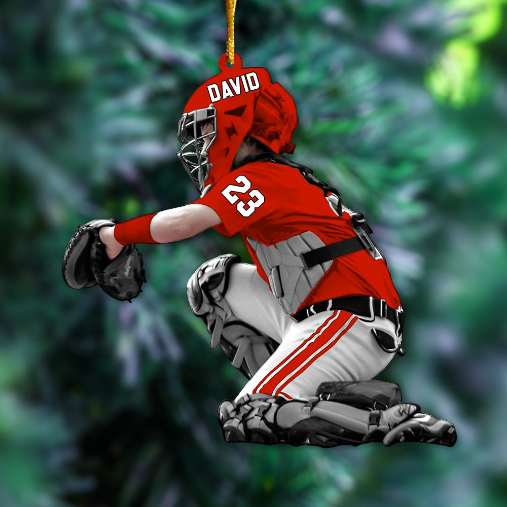 Personalized Baseball Ornament Christmas Tree Decoration, Custom Baseball Christmas Ornament 2D Shape Flat, Baseball Lover Gifts, Beginner