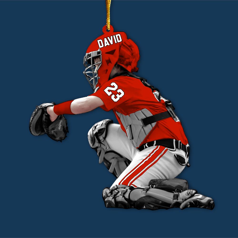 Personalized Baseball Ornament Christmas Tree Decoration, Custom Baseball Christmas Ornament 2D Shape Flat, Baseball Lover Gifts, Beginner