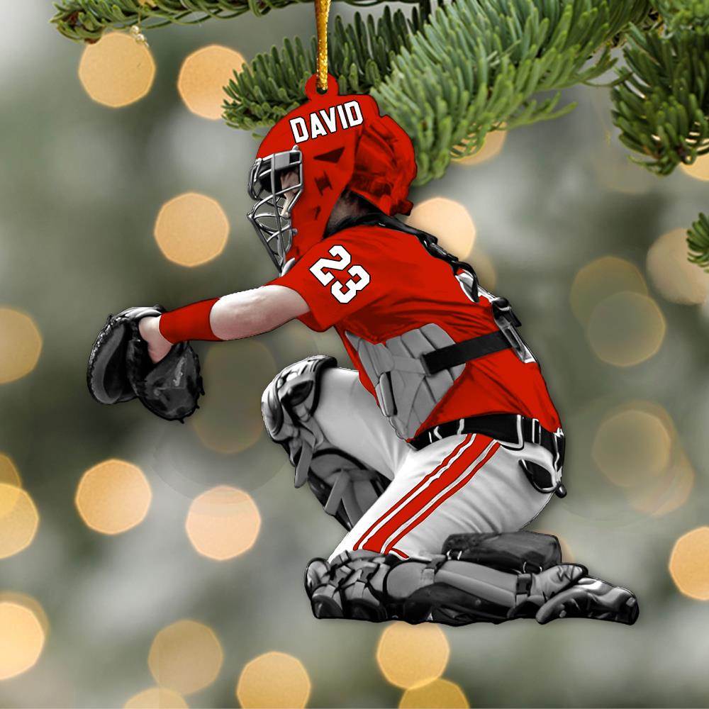 Personalized Baseball Ornament Christmas Tree Decoration, Custom Baseball Christmas Ornament 2D Shape Flat, Baseball Lover Gifts, Beginner