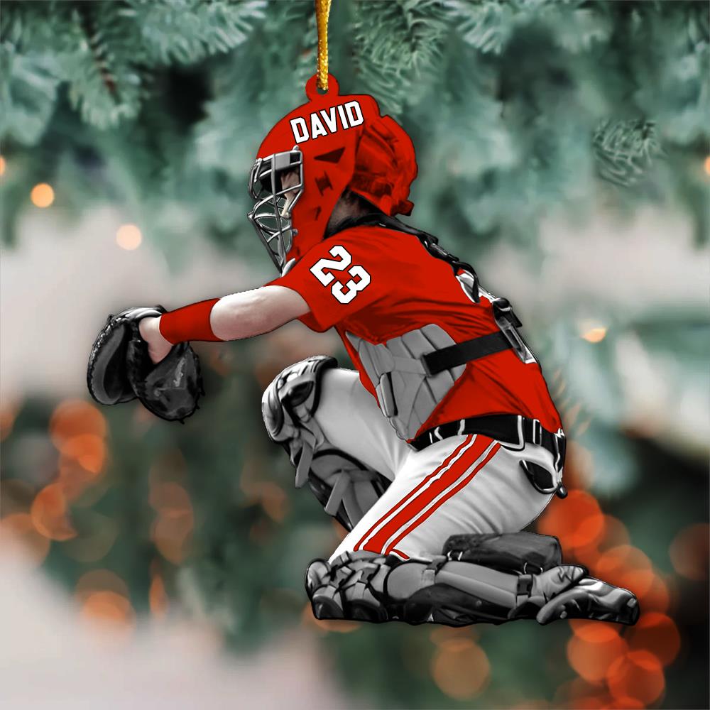 Personalized Baseball Ornament Christmas Tree Decoration, Custom Baseball Christmas Ornament 2D Shape Flat, Baseball Lover Gifts, Beginner
