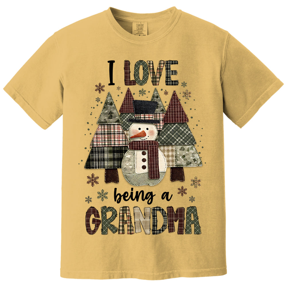 I Love Being Grandma Shirt - Personalized 2D Patchwork Snowman Sweatshirt For Grandmas NA04