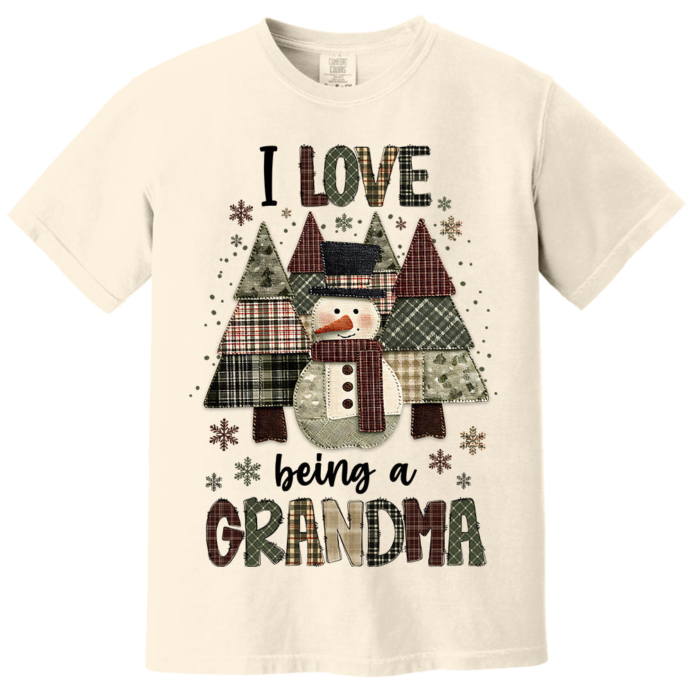 I Love Being Grandma Shirt - Personalized 2D Patchwork Snowman Sweatshirt For Grandmas NA04