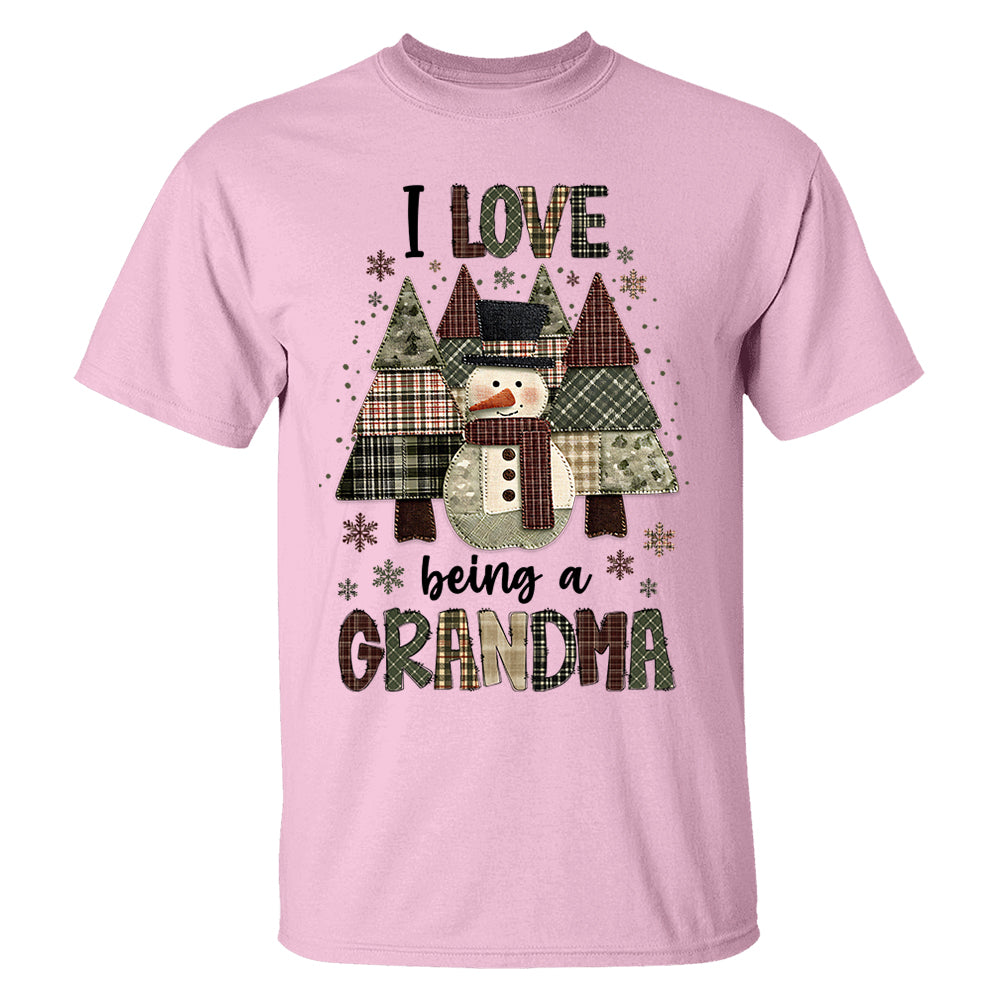 I Love Being Grandma Shirt - Personalized 2D Patchwork Snowman Sweatshirt For Grandmas NA04