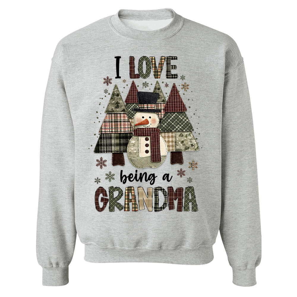 I Love Being Grandma Shirt - Personalized 2D Patchwork Snowman Sweatshirt For Grandmas NA04