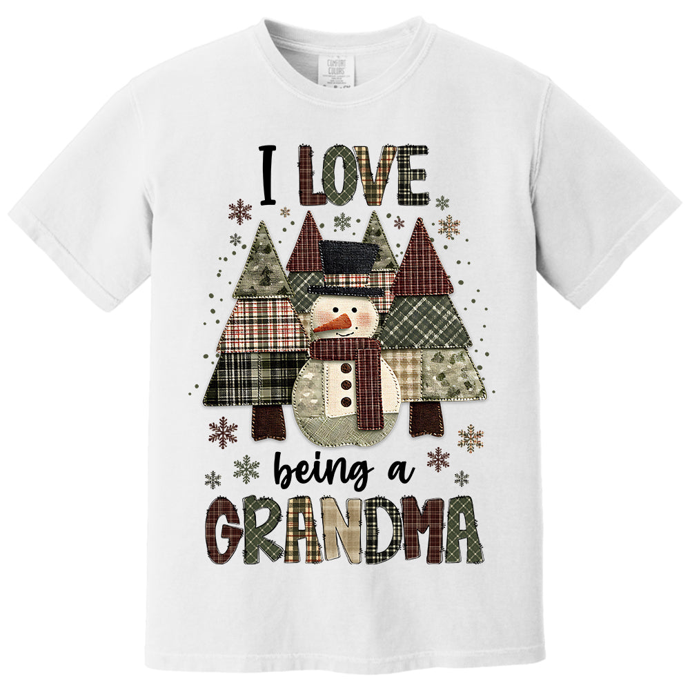 I Love Being Grandma Shirt - Personalized 2D Patchwork Snowman Sweatshirt For Grandmas NA04