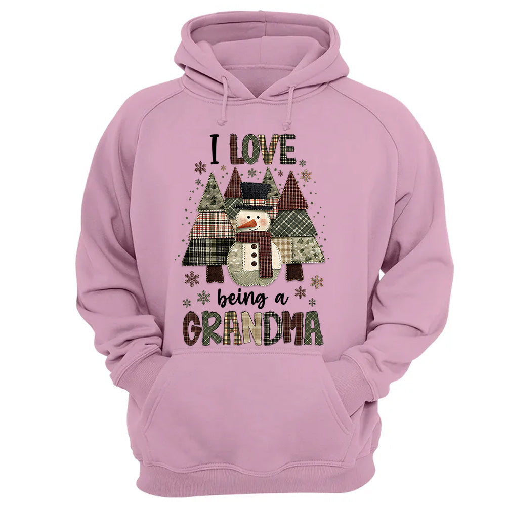 I Love Being Grandma Shirt - Personalized 2D Patchwork Snowman Sweatshirt For Grandmas NA04