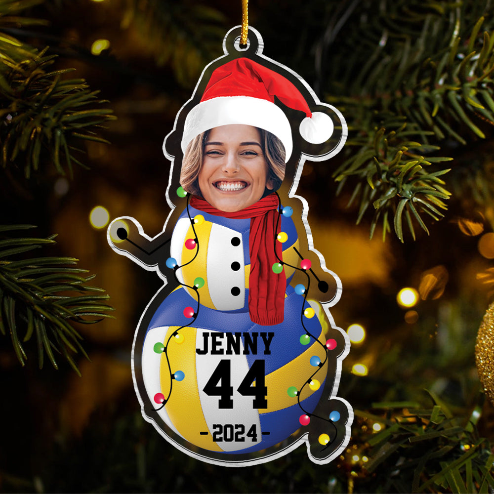 Custom Photo Volleyball Snowman Ornament - Gifts For Players, Team, Boys - Personalized Acrylic Ornament Tu20